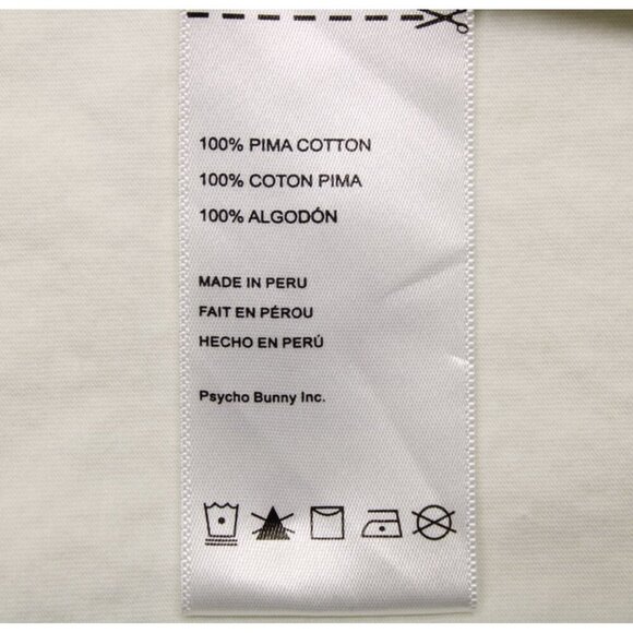 Psycho Bunny Men's Cooper Split Bunny Logo White, Sz 2 XXS - Picture 6 of 10